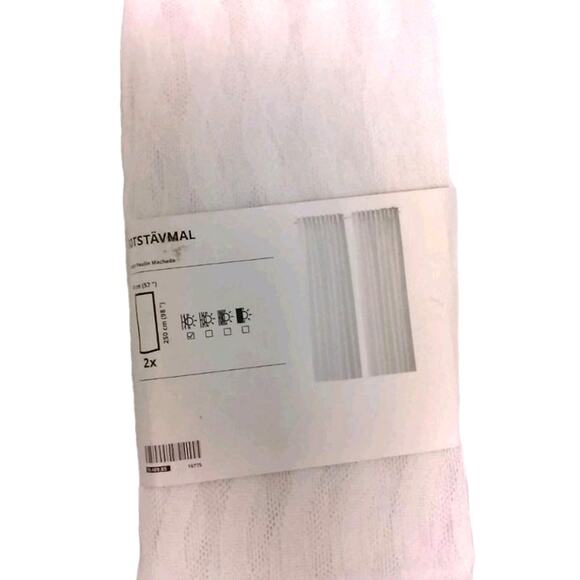 Ikea Sotstavmal White Wavy Pattern Sheer Curtains 57" x 98" 2 Panels /1 Pair NEW - Picture 1 of 4
